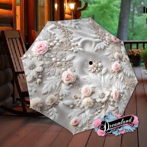 Pink,Silver,Gray,Umbrella,Flower,Floral,Art,Nouveau,Style,Printed,Faux,Beads,Parasol,Semi-Automatic,Waterproof,Foldable,rain_umbrella,sun_umbrella,uv_umbrella,travel_umbrella,unique_umbrella,gift_for_her,cute_umbrella,flower_umbrella,sun_parasol,japanese_umbrella,valentines_gift,gray_umbrella,pink_umbrella