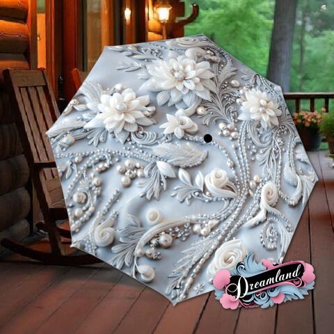 Blue,White,Unique,Umbrella,Flower,Floral,Art,Nouveau,Style,Printed,Faux,Beads,Parasol,Semi-Automatic,Waterproof,Foldable,rain_umbrella,sun_umbrella,uv_umbrella,travel_umbrella,unique_umbrella,gift_for_her,cute_umbrella,flower_umbrella,sun_parasol,japanese_umbrella,valentines_gift,gray_umbrella,blue_umbrella