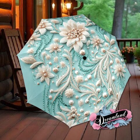 Pastel,Blue,Umbrella,Romantic,Flower,Floral,Art,Nouveau,Style,Printed,Faux,Lace,Parasol,Semi-Automatic,Waterproof,Foldable,rain_umbrella,sun_umbrella,uv_umbrella,travel_umbrella,unique_umbrella,gift_for_her,cute_umbrella,flower_umbrella,sun_parasol,japanese_umbrella,valentines_gift,blue_umbrella,blue_parasol