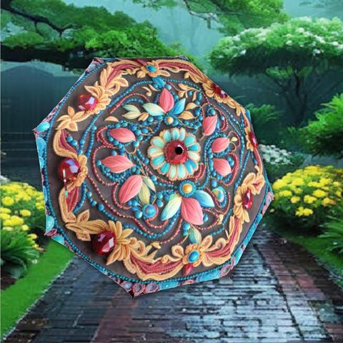 Colorful,Boho,Umbrella,Art,Nouveau,Blue,Pink,Mandela,Parasol,Semi-Automatic,Sun,Rain,Waterproof,Foldable,rain_umbrella,boho_umbrella,sun_umbrella,uv_umbrella,ethnic_umbrella,boho_parasol,pocket_umbrella,travel_umbrella,blue_parasol,geometric_umbrella,gift_for_her,christmas_gift,victorian_umbrella