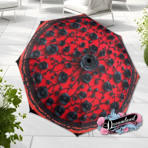 Red,Gothic,Black,Umbrella,Flower,Romantic,Art,Nouveau,Floral,Faux,Printed,Lace,Parasol,Semi-Automatic,Waterproof,Foldable,rain_umbrella,unique_umbrella,uv_umbrella,sun_umbrella,unique_gift,flower_umbrella,boho_umbrella,cute_umbrella,gift_for_her,gothic_umbrella,gothic_fashion,red_umbrella