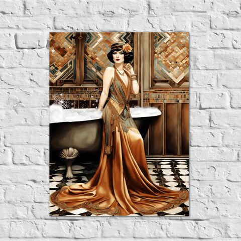 Gold,Flapper,Art,Deco,Bathroom,Print,Gatsby,Girl,Poster,Retro,Powder,Room,Wall,1920s,Style,Home,Decor,art_deco_decor,art_deco_print,art_deco_poster,art_deco_bathroom,bathroom_wall_art,art_deco_wall_art,gatsby_girl_print,gatsby_girl_poster,gift_for_her,retro_decor,retro_print,retro_bathroom,gold_bathroom