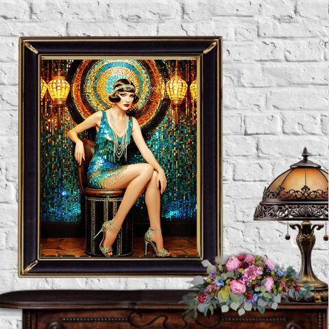 Gatsby,Art,Deco,Mosaic,Print,Flapper,Wall,Painting,Old,Hollywood,Girl,Glamour,Retro,Poster,1920s,art_deco_print,art_deco_wall_art,art_deco_painting,gatsby_girl_print,gatsby_girl_poster,art_deco_poster,retro_wall_art,retro_print,retro_poster,gift_for_her,flapper_print,art_deco_decor,bathroom_print