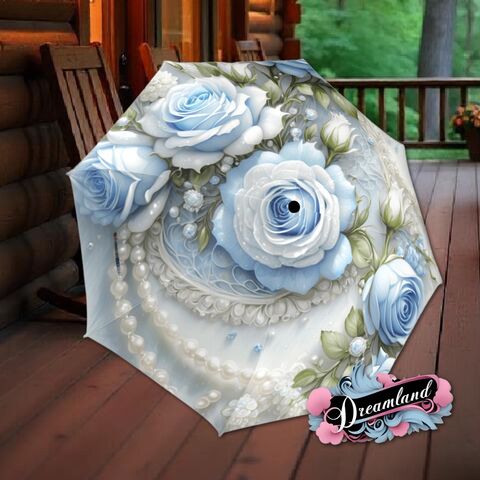 Roses,Umbrella,Romantic,Flower,Floral,Art,Nouveau,Style,Printed,Blue,Faux,Lace,Parasol,Semi-Automatic,Waterproof,Foldable,rain_umbrella,sun_umbrella,uv_umbrella,travel_umbrella,unique_umbrella,gift_for_her,cute_umbrella,flower_umbrella,sun_parasol,japanese_umbrella,valentines_gift,white_parasol,blue_umbrella