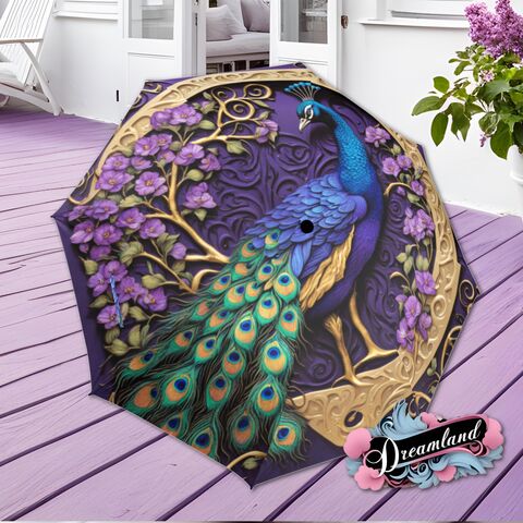 Purple,Boho,Umbrella,Cottagecore,Peacock,Art,Nouveau,Faux,Stained,Glass,Flower,Parasol,Semi-Automatic,Waterproof,Foldable,rain_umbrella,sun_umbrella,uv_umbrella,stained_umbrella,flower_umbrella,gift_for_her,unique_gift,flower_parasol,waterproof_umbrella,travel_umbrella,foldable_umbrella,purple_umbrella,boho_umbrella