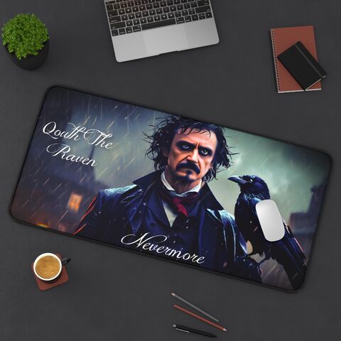 Edgar,Allan,Poe,The,Raven,Gothic,Witchy,Dark,Academia,Aesthetic,Desk,Mat,Large,Mouse,Pad,Mouse_pad,Mousepad,desk_mat,gothic_mouse_pad,gothic_desk_mat,gaming_desk_mat,edgar_poe_raven,raven_mouse_pad,raven_desk_mat,raven_gaming,office_gift,gaming_gift,valentines_gift