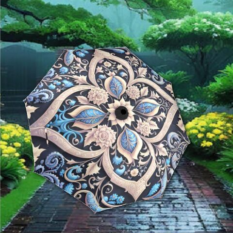 Blue,Umbrella,Boho,Rococo,Baroque,Style,Mandela,Parasol,Semi-Automatic,Sun,Rain,Waterproof,Foldable,boho_umbrella,rain_umbrella,sun_umbrella,uv_umbrella,pocket_umbrella,victorian_umbrella,blue_umbrella,unique_gift,gift_for_her,boho_parasol,waterproof_umbrella,unique_umbrella,flower_umbrella