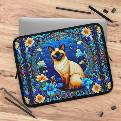 Cat,Laptop,Case,Art,Nouveau,Siamese,Kitty,Cottagecore,Forestcore,Sleeve,13,15,17,Inches,Ipad,Air,Macbook,cat_laptop_sleeve,cat_laptop_case,embroidered_case,office_gift,gift_for_her,laptop_case,laptop_sleeve,laptop_cover,blue_laptop_case,blue_laptop_sleeve,siamese_cat,cat_lover_gift,valentines_gift