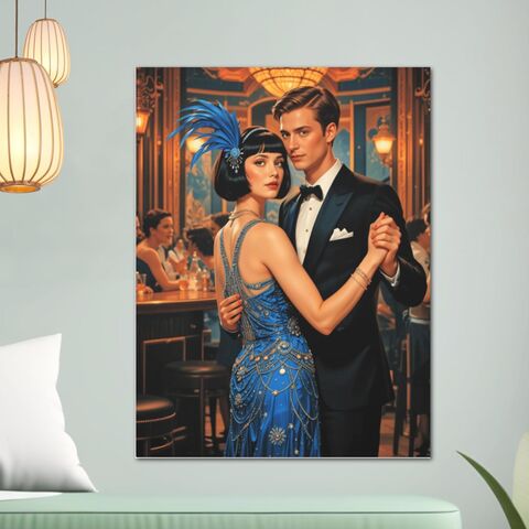 Speakeasy,Canvas,Print,Art,Deco,Wall,Zeigfeld,Gatsby,GIrl,Portrait,1920s,Style,Home,Decor,Painting
