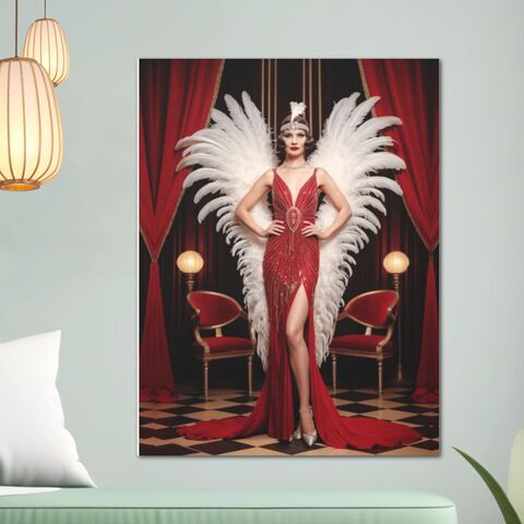 Flapper,Showgirl,Canvas,Print,Art,Deco,Wall,Zeigfeld,Gatsby,GIrl,Portrait,1920s,Style,Home,Decor,Painting,art_deco_decor,art_deco_print,art_deco_painting,art_deco_framed,gatsby_girl_print,gatsby_girl_painting,retro_decor,retro_print,gift_for_her,art_deco_wall_art,framed_wall_art,speakeasy,christmas_gift