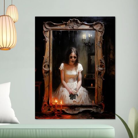 Haunted,Painting,Demon,GIrl,Print,Victorian,Dark,Academia,Canvas,Halloween,Ghost,Wall,Art,Decor,Moody,Large,Size,Framed,halloween_decor,halloween_wall_art,halloween_print,dark_academia_decor,dark_moody_painting,dark_moody_print,victorain_painting,victorian_wall_art,victorian_print,framed_print,horror_painting,gothic_wall_art,creepy_wall_art