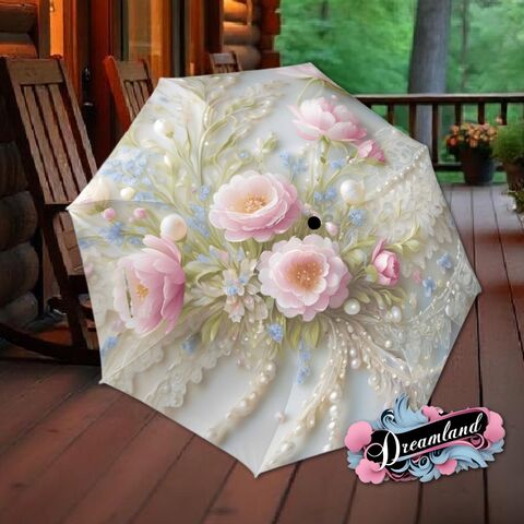 Pink,Flower,Romantic,Umbrella,Floral,Victorian,Style,Printed,Faux,Lace,Pearls,Roses,Parasol,Semi-Automatic,Waterproof,Foldable,rain_umbrella,sun_umbrella,uv_umbrella,stained_umbrella,travel_umbrella,unique_umbrella,gift_for_her,cute_umbrella,flower_umbrella,sun_parasol,japanese_umbrella,valentines_gift,pink_umbrella