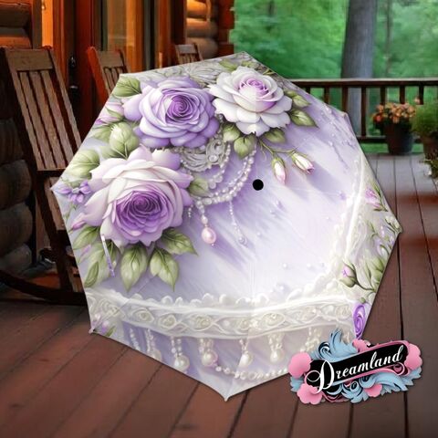 White,Purple,Flower,Umbrella,Floral,Victorian,Style,Printed,Faux,Lace,Pearls,Roses,Parasol,Semi-Automatic,Waterproof,Foldable,rain_umbrella,sun_umbrella,uv_umbrella,stained_umbrella,travel_umbrella,unique_umbrella,gift_for_her,cute_umbrella,flower_umbrella,sun_parasol,japanese_umbrella,valentines_gift,purple_parasol