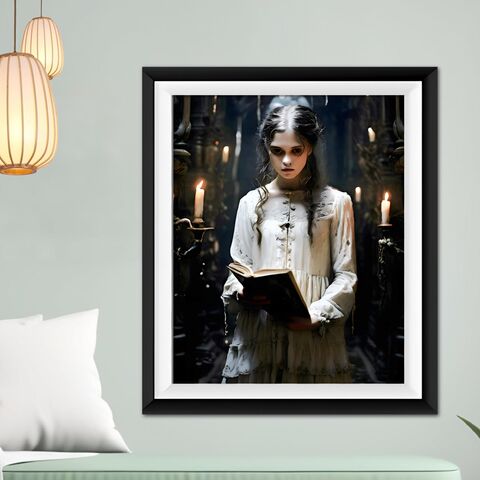 Haunting,Victorian,Girl,Reading,Library,Dark,Academia,Painting,Print,Night,Nocturne,Poster,Decor,Moody,Wall,Art,dark_academia_art,dark_academia_decor,dark_moody_print,moody_painting,library_print,library_painting,victorian_painting,victorian_print,dark_academia,dark_art_print,moody_wall_art,creepy_photo,victorian_girl