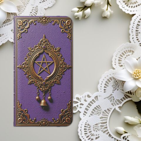 Purple,Wicca,Book,Phone,Case,Wallet,Witchy,Moon,Pegan,Dark,Academia,Flip,Card,Fits,iphone,16,15,14,Galaxy,S25,And,More