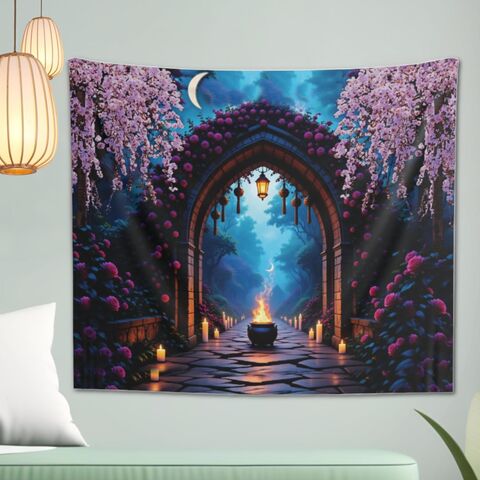 Witches,Moon,Garden,Tapestry,Lightweight,Indoor,Wall,Hanging,Mystical,Witchy,Dark,Academia,Boho,Home,Decor,dark_academia,dark_wall_hanging,wall_tapestry,wall_hanging,moon_wall_art,moon_wall_hanging,witchy_gift,witchy_decor,moon_tapestry,witch_garden,witchy_wall_hanging,gothic_tapestry,witchy_tapestry