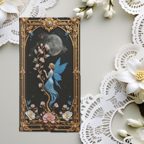 Blue,Moon,Fairy,Book,Phone,Case,Wallet,Witchy,Dark,Academia,Flip,Card,Fits,iphone,16,15,14,Galaxy,S25,And,More