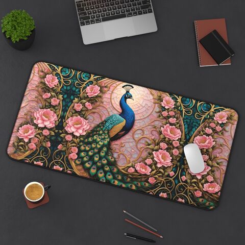 Pink,Blossom,Desk,Mat,Mousepad,Cute,Faux,Stained,Glass,Mosaic,Aesthetic,Art,Nouveau,Peacock,Floral,Office,Decor,Large,Gaming,Pad,cottagecore_desk,office_decor,gift_for_her,office_gift,gaming_gift,floral_desk__mat,pink_desk_mat,large_desk_mat,glass_desk_mat,glass_desk_pad,mosaic_mouse,glass_mouse_pad,glass_mousepad
