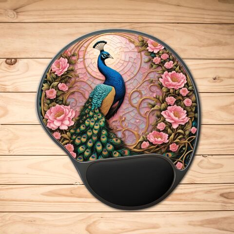 Pink,Peacock,Mouse,Pad,With,Wrist,Rest,Faux,Stained,Glass,Flower,Floral,Office,Gift,Desk,Mat,Ergonomic,Home,Decor,Ergonomic_office,Ergonomic_mouse,glass_mouse_pad,glass_mousepad,mouse_pad_wrist,wrist_mousepad,office_gift,gift_for_her,wrist_pad_desk,cute_mousepad,pink_mousepad,peacock_mouse,rose_mouse_pad