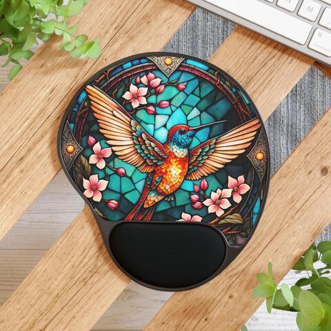 Hummingbird,Mouse,Pad,With,Wrist,Rest,Faux,Stained,Glass,Flower,Floral,Office,Gift,Desk,Mat,Ergonomic,Home,Decor,Ergonomic_office,Ergonomic_mouse,glass_mouse_pad,glass_mousepad,mouse_pad_wrist,wrist_mousepad,office_gift,gift_for_her,wrist_pad_desk,cute_mousepad,bird_mousepad,hummingbird_desk,hummingbird