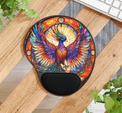 Phoenix,Mouse,Pad,With,Wrist,Rest,Faux,Stained,Glass,Firebird,Rising,Office,Gift,Desk,Mat,Ergonomic,Home,Decor,Ergonomic_office,Ergonomic_mouse,glass_mouse_pad,glass_mousepad,mouse_pad_wrist,wrist_mousepad,office_gift,gift_for_her,wrist_pad_desk,cute_mousepad,pheonix_mousepad,pheonix_pad,witchy_decor