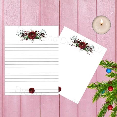 Stationary,Christmas,Note,Book,Printable,Blank,Digital,Writing,Paper,Red,White,Holiday,Floral,Lined,Flower,Watercolor,Roses,digital_download,junk_journal,blank_pages,journal_pages,lined_pages,writing_paper,digital_paper,christmas_paper,stationary_christmas,lined_paper,stationary,printable_stationary,floral_paper