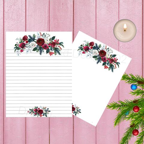 Christmas,Stationary,Printable,Blank,Digital,Writing,Paper,Red,White,Holiday,Floral,Lined,Note,Book,Flower,Watercolor,Roses,junk_journal,blank_pages,journal_pages,lined_pages,writing_paper,digital_paper,christmas_paper,stationary_christmas,lined_paper,stationary,printable_stationary,floral_paper,journal_supplies