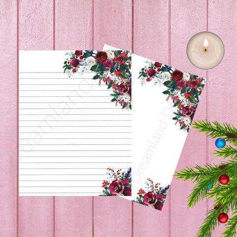 Printable,Christmas,Stationary,Blank,Digital,Writing,Paper,Red,White,Holiday,Floral,Lined,Note,Book,Flower,Watercolor,Roses,junk_journal,blank_pages,journal_pages,lined_pages,writing_paper,digital_paper,christmas_paper,stationary_christmas,lined_paper,stationary,printable_stationary,floral_paper,journal_supplies