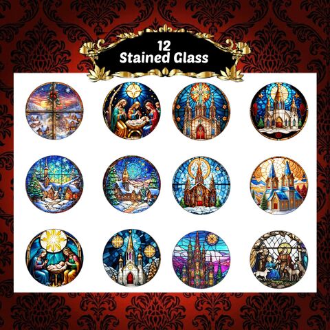 Stained,Glass,Christmas,Circles,Printable,For,2.5,Inch,Tags,Cupcake,Toppers,Party,Supplies,Ornaments,Scrapbooking,Digital,Download,digital_download,vintage_clip_art,vintage_christmas,christmas_tags,christmas_ornaments,retro_christmas,2_inch_circle,collage_christmas,retro_printable,printable_christmas,santa_printable,santa_clip_art,gift_tag