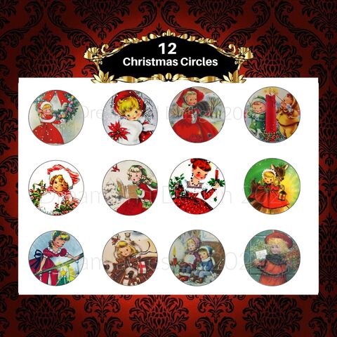 Retro,Christmas,Printable,Circles,Vintage,Skaters,Carolers,Candles,For,2.5,Inch,Gift,Tags,Cupcake,Ornaments,Scrapbooking,Digital,Download,digital_download,vintage_printable,christmas_tags,christmas_ornaments,retro_christmas,2_inch_circle,retro_printable,printable_christmas,kitten_printable,gift_tag,printable_tag,vintage_christmas,christmas_clip_art