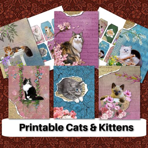 Printable,Cats,Kittens,Vintage,Ephemera,Tags,Junk,Journal,Cards,Digital,Download,SupplyTag,Card,Kit,printable_tags,digital_download,Ephemera_vintage,junk_journal,vintage_tags,journal_kit,printable_cats,cat_clip_art,cat_tags,vintage_cats,kitten_clip_art,collage_papers