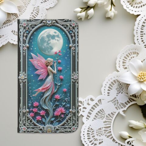 Pink,Moon,Fairy,Book,Phone,Case,Wallet,Witchy,Dark,Academia,Flip,Card,Fits,iphone,16,15,14,Galaxy,S25,And,More