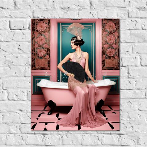 Pink,Flapper,Art,Deco,Bathroom,Print,Gatsby,Girl,Poster,Retro,Powder,Room,Wall,1920s,Style,Home,Decor,art_deco_decor,art_deco_print,art_deco_poster,art_deco_bathroom,bathroom_wall_art,art_deco_wall_art,gatsby_girl_print,gatsby_girl_poster,gift_for_her,retro_decor,retro_print,retro_bathroom,pink_bathroom
