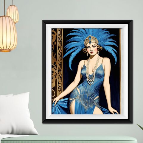 Blue,Showgirl,Art,Deco,Poster,Print,Flapper,Wall,Painting,Gatsby,Old,Hollywood,Girl,Glamour,Retro,1920s,art_deco_print,art_deco_wall_art,art_deco_painting,gatsby_girl_print,gatsby_girl_poster,art_deco_poster,retro_wall_art,retro_print,retro_poster,gift_for_her,flapper_print,art_deco_decor,showgirl_print