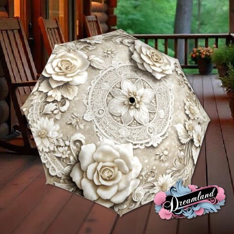 Beige,Cream,Flower,Umbrella,Art,Nouveau,Printed,Floral,Parasol,Semi-Automatic,Waterproof,Foldable,rain_umbrella,sun_umbrella,uv_umbrella,blue_umbrella,stained_umbrella,travel_umbrella,unique_umbrella,gift_for_her,cute_umbrella,flower_umbrella,sun_parasol,sakura_umbrella,beige_umbrella