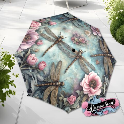 Teal,Dragonfly,Umbrella,Art,Nouveau,Printed,Pink,Flower,Parasol,Semi-Automatic,Waterproof,Foldable,rain_umbrella,sun_umbrella,uv_umbrella,blue_umbrella,stained_umbrella,travel_umbrella,unique_umbrella,gift_for_her,cute_umbrella,flower_umbrella,sun_parasol,sakura_umbrella,teal_umbrella