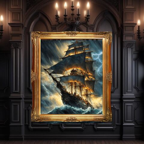 Dark,Academia,Ship,Pirate,Painting,Print,Engaged,At,Sea,Night,Nocturne,Victorain,Poster,Decor,Moody,Wall,Art,ship_print,ship_painting,dark_academia_art,dark_academia_decor,sea_painting,sea_print,ship_ocean_print,pirate_ship_print,moody_ship,dark_moody_print,ship_in_storm,ship_wall_art,large_ship