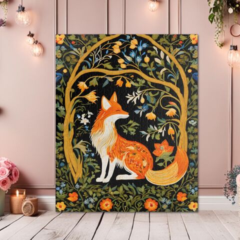 Art,Nouveau,Fox,In,Forest,William,Morris,Inspired,Cottagecore,Jigsaw,Puzzle,Folk,(110,,252,,520,,1014-piece),william_morris,wooden_puzzle,adult_puzzle,christmas_gift,folk_art_puzzle,wooden_jigsaw,gift_for_her,500_puzzle,morris_puzzle,floral_puzzle,dark_puzzle,wildlife_puzzle,fox_puzzle