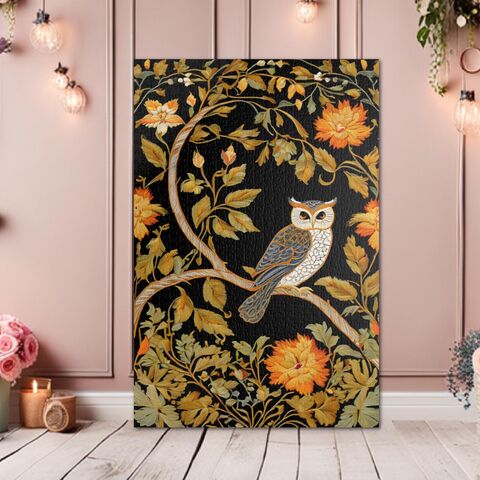 Owl,In,Forest,William,Morris,Inspired,Cottagecore,Jigsaw,Puzzle,Folk,Art,Nouveau,Faux,Embroidered,(110,,252,,520,,1014-piece),william_morris,wooden_puzzle,adult_puzzle,christmas_gift,folk_art_puzzle,wooden_jigsaw,gift_for_her,500_puzzle,morris_puzzle,owl_puzzle,floral_puzzle,dark_puzzle,wildlife_puzzle