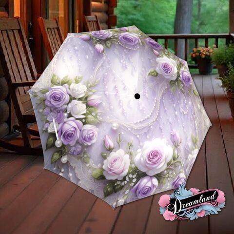 Purple,Rose,Umbrella,Flower,Floral,Victorian,Style,Printed,Faux,Lsce,Parasol,Semi-Automatic,Waterproof,Foldable,rain_umbrella,sun_umbrella,uv_umbrella,blue_umbrella,stained_umbrella,travel_umbrella,unique_umbrella,gift_for_her,cute_umbrella,flower_umbrella,sun_parasol,japanese_umbrella,purple_umbrella