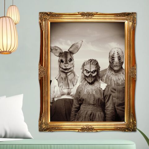 Wall,Art,Print,Creepy,Scarecrow,Family,Photo,Scary,Horror,Victorian,Halloween,Decor