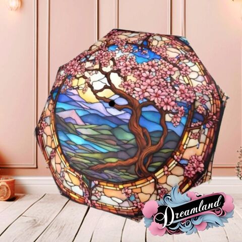 Sakura,Romantic,Umbrella,Cherry,Tree,Blossoms,Faux,Stained,Glass,Flower,Parasol,Semi-Automatic,Waterproof,Foldable,rain_umbrella,unique_umbrella,uv_umbrella,sun_umbrella,unique_gift,flower_umbrella,boho_umbrella,cute_umbrella,gift_for_her,stained_umbrella,sakura_umbrella,japanese_umbrella