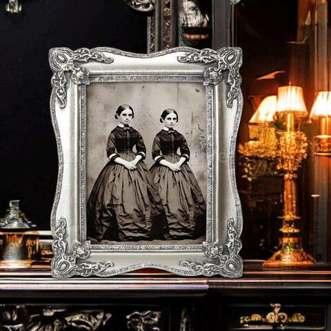Vintage,Victorian,Photo,Horror,Twins,Art,Poster,Print,Gothic,Dark,Academia,Home,Decor,Creepy,Black,Eyed,Girl,dark_academia,horror_art_print,vintage_photograph,ghost_photo,witchy_decor,gothic_decor,gothic_print,witchy_photo,gothic_poster,creepy_photo,creepy_print,halloween_decor,halloween_wall_art