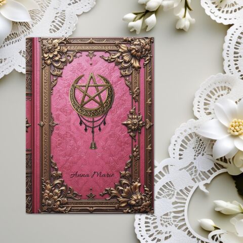 Pentagram,Journal,Pink,Witchy,Personalized,Moon,Phase,Hardcover,Notebook,Book,Of,Shadows,Manifestation,Spell,Tarot,witchy_journal,witchy_gift,womens_journal,custom_journal,moon_journal,shadow_journal,dream_journal,gift_for_her,book_of_shadows,grimoire,tarot_journal,occult_book