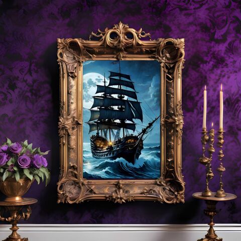 Pirate,Ship,Painting,Print,Storm,At,Sea,Dark,Academai,Library,Nocturne,Rain,Victorain,Poster,Decor,Moody,Wall,Art,ship_print,ship_art,pirate_ship_print,pirate_ship_wall_art,ship_painting,moody_nautical,sailing_painting,sailing_art,dark_academia_print,dark_academia_decor,sea_print,sea_painting,pirate_painting