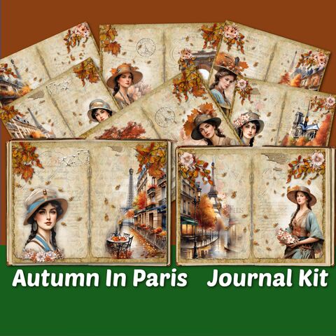 Autumn,In,Paris,Junk,Journal,Printable,Kit,Lined,Fall,Pages,Botanical,Vintage,Shabby,Ephemera,Paper,Digital,Download,junk_journal,journal_pages,lined_pages,printable_pages,ephemera_vintage,fall_journal,autumn_journal,printable_fall_paper,journal_kit,shabby_paper,shabby_printable,paris_journal,paris_printable