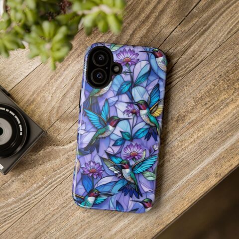 Hummingbird,Purple,Tough,Phone,Case,Art,Nouveau,Faux,Stained,Glass,Mosaic,iPhone,16,15,14,13,12,11,Galaxy,S25,S24,S23,S22,stained_phone,stained_iphone,cottagecore_phone,iphone_16,iphone_15,s24_case,glass_iphone,glass_phone,s25_case,hummingbird_gift,pink_iphone,cute_case,purple_iphpme