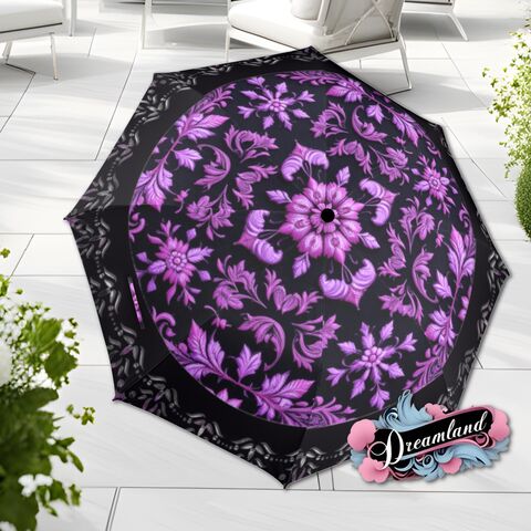 Purple,Gothic,Black,Umbrella,Flower,Romantic,Art,Nouveau,Floral,Faux,Printed,Lace,Parasol,Semi-Automatic,Waterproof,Foldable,rain_umbrella,unique_umbrella,uv_umbrella,sun_umbrella,unique_gift,flower_umbrella,boho_umbrella,cute_umbrella,gift_for_her,gothic_umbrella,gothic_fashion,purple_umbrella
