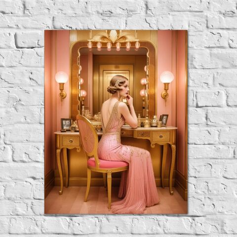 Pink,Gold,Flapper,Art,Deco,Bathroom,Print,Gatsby,Girl,Poster,Retro,Powder,Room,Wall,1920s,Style,Home,Decor,art_deco_decor,art_deco_print,art_deco_poster,art_deco_bathroom,bathroom_wall_art,art_deco_wall_art,gatsby_girl_print,gatsby_girl_poster,retro_decor,retro_print,retro_bathroom,pink_bathroom,speakeasy