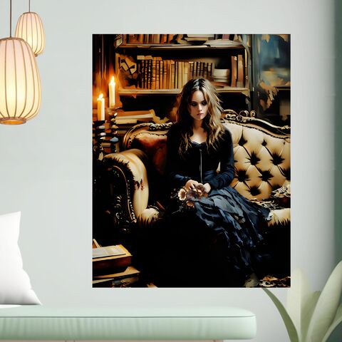 Girl,In,Library,Dark,Academia,Canvas,Painting,Print,Wall,Art,Decor,Moody,Gothic,CottagecoreLarge,Size,Framed,dark_academia_print,dark_academia_art,gothic_painting,gothic_print,haunted_painting,haunted_print,victorian_painting,victorian_print,framed_wall_art,library_painting,library_print,halloween_wall_art,halloween_print